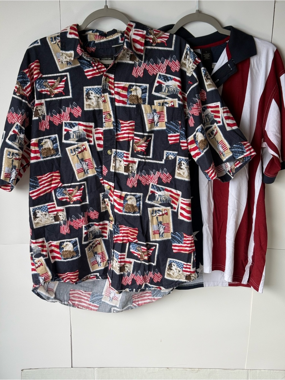 Lot Of 2 Cotton Trader Sport USA America Themed Shirts Large